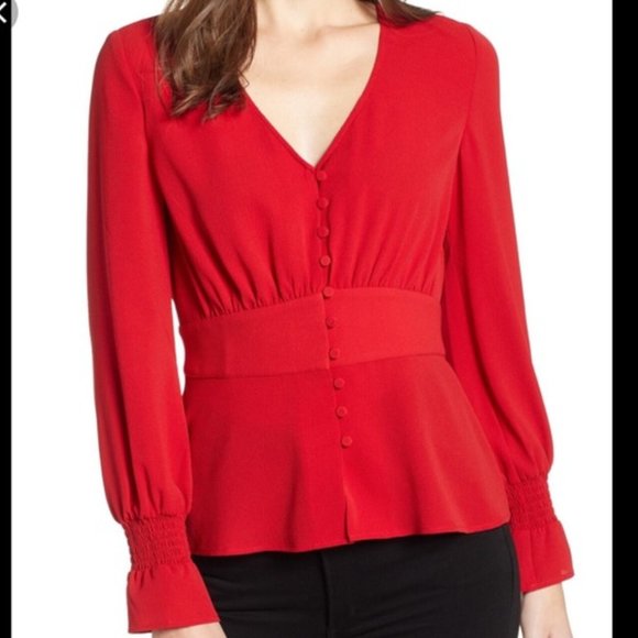Chelsea28 Tops - CHELSEA28 Nordstrom red V-neck LS blouse | S | NWT